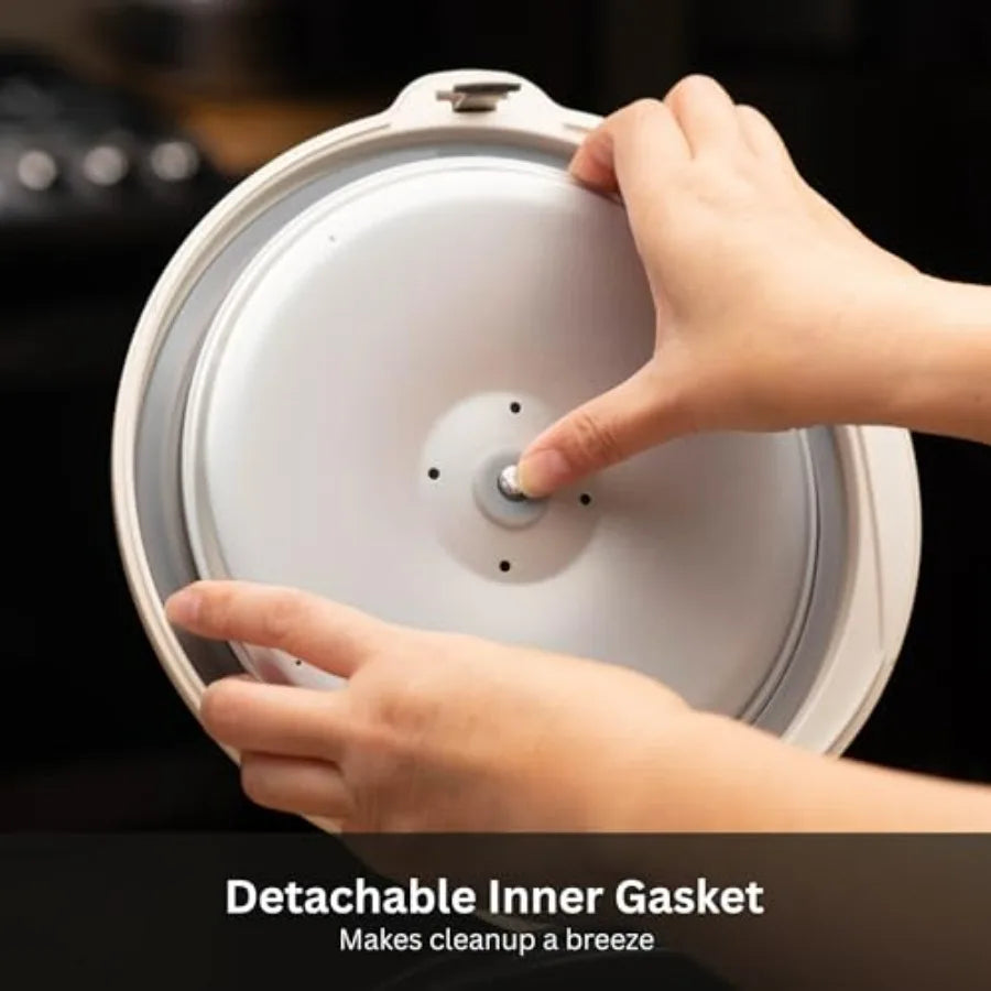 5.5 Cup Capacity White Rice Cooker with Non-Stick Inner Pot, Retractable Power Cord, and Keep Warm up to 12 hours