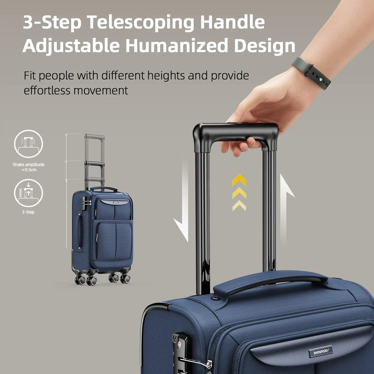 SHOWKOO Luggage Sets 3 Piece Softside Expandable Durable Suitcase Sets Durable Oxford Fabric, Lightweight, 360°Double Spinner Wheels, TSA Lock, YKK Zippers, Blue (20in/24in/28in)