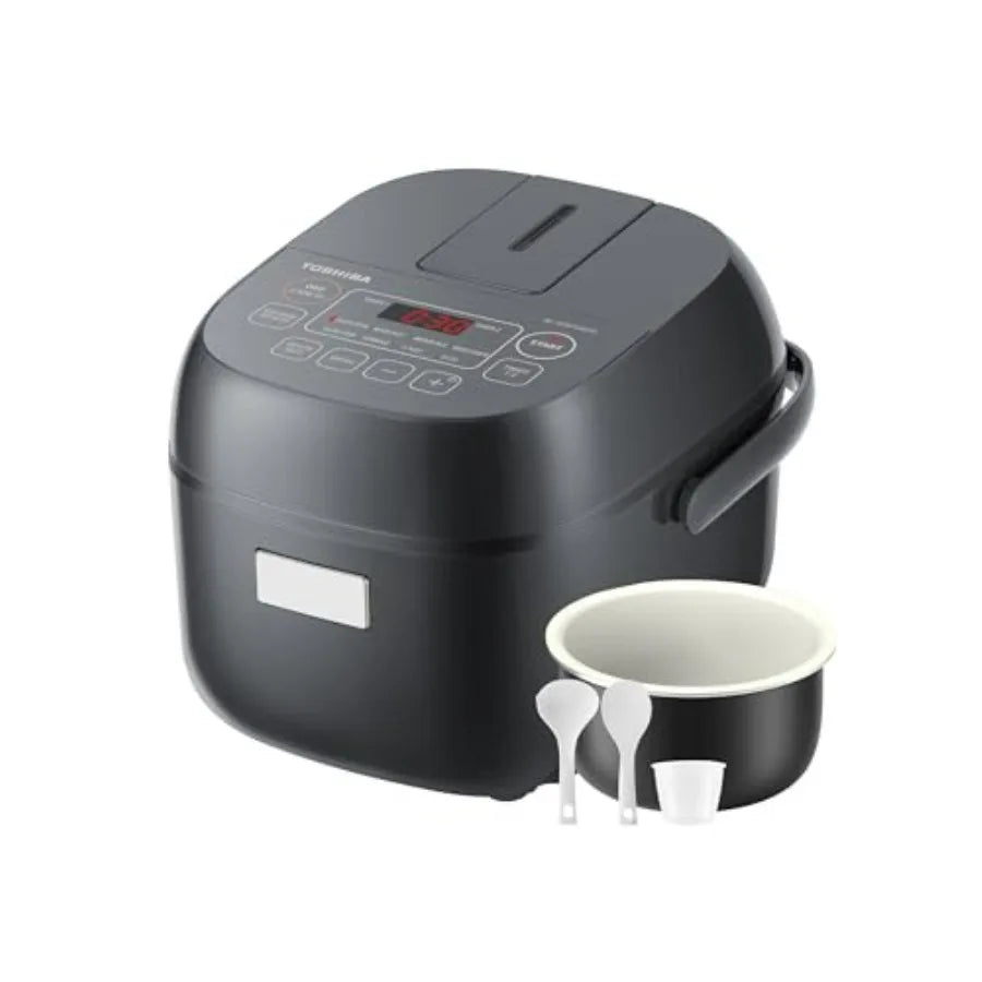 Small Rice Cooker, 3-Cup Uncooked, for 1-3 People, LCD Display, 8 Cooking Functions, Nonstick Inner Pot
