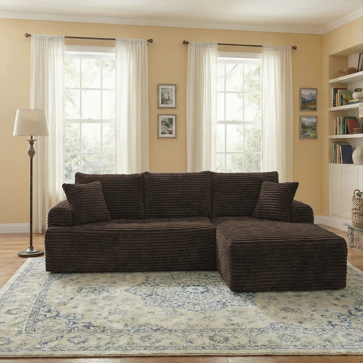 95'L L-shaped Modular Sofa - Modern Living Room Design - Comfortable - No Assembly Required - Popular Non-Rigid Combination Sofa