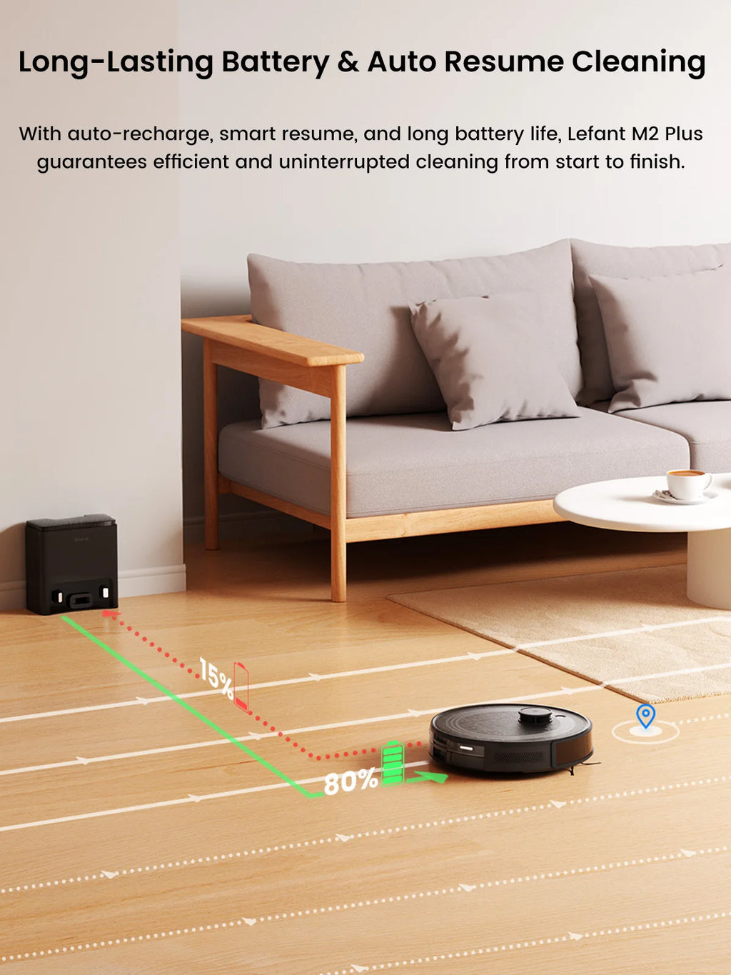 Lefant M2 Plus Robot Vacuum and Mop,Self-Emptying Vacuum Cleaner,6000Pa Suction,dToF Laser Navigation, for Hard Floors & Carpets