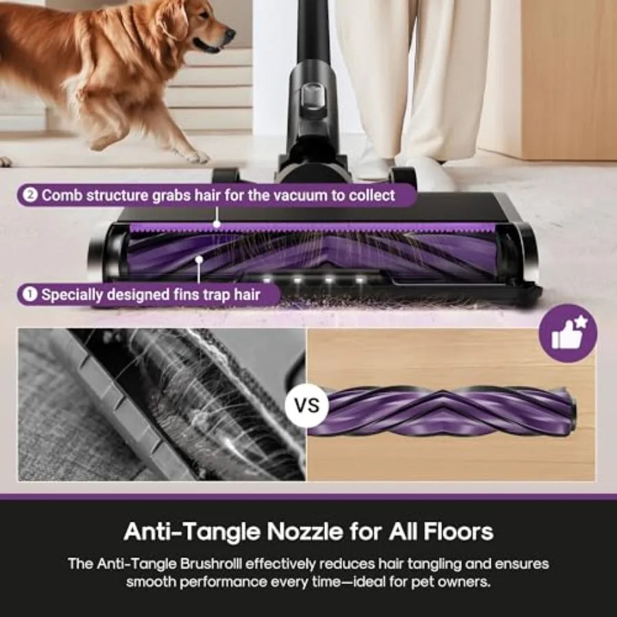 ReactiSense 350W cordless stick vacuum for pet hair and hard floors carpets, black, lightweight with Floor Sense + React, 60-mi