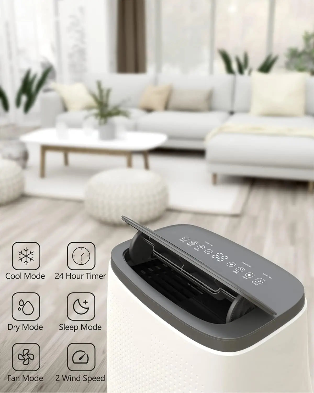 14,000 BTU High Quality Smart Home Portable AC Air Conditioner 3-in-1 Portable Air Conditioner with Cooling for Home office Living room 24H Timer