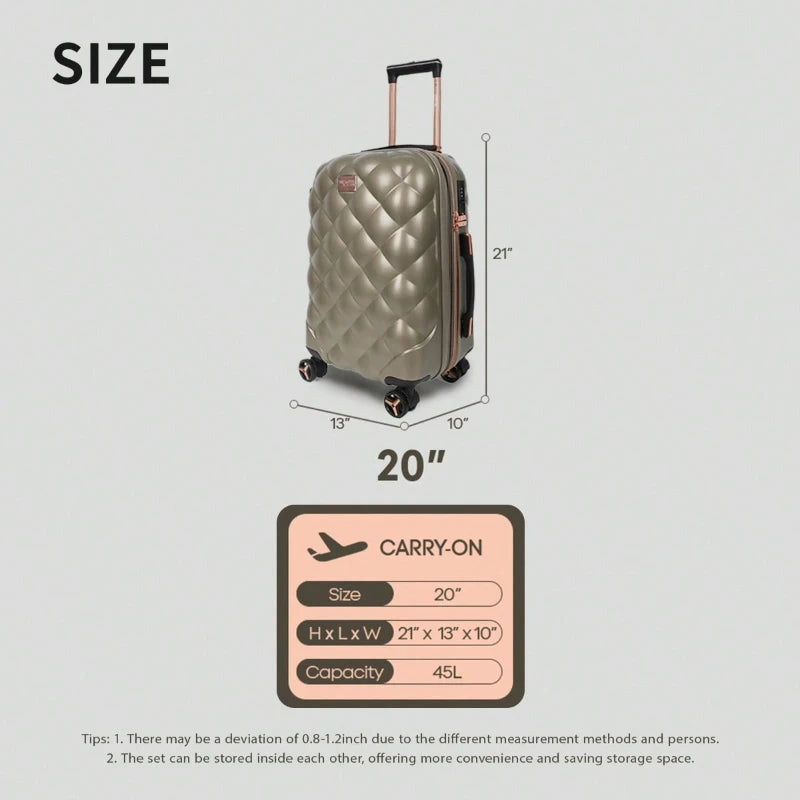 20 Inch PP Hardshell Carry On Suitcase Spinner Wheels TSA Lock Airline Approved Expandable Rolling Luggage for Travel School