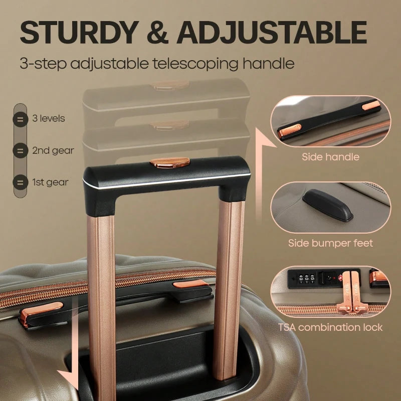 20 Inch PP Hardshell Carry On Suitcase Spinner Wheels TSA Lock Airline Approved Expandable Rolling Luggage for Travel School