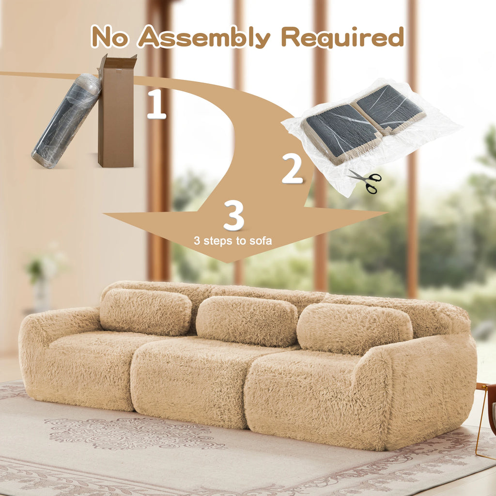 114'' Modular Sectional Sofa Couches With Throw Pillows,Full-compression Vacuum Packaging Buckle Connection For Home
