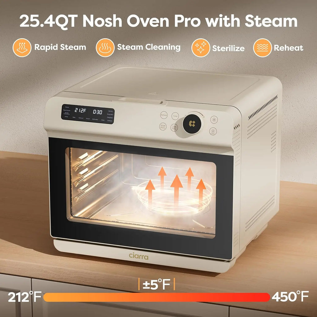 25.4QT Multi-Function Convection Toaster Oven, Countertop Steam Air Fryer with 12 Preset Modes: Bake, Dehydrate, Ferment, Steril
