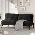 Futon Sofa Bed, Foldable Small Velvet Couch Bed with Adjustable Recliner, Space Saving 2 in 1 Sofa for Living Room, Apartment, or Guest Room, Black