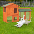 61" Wooden Rabbit Hutch Chicken Coop Small Pet House Bunny Cage w/Ramp Run