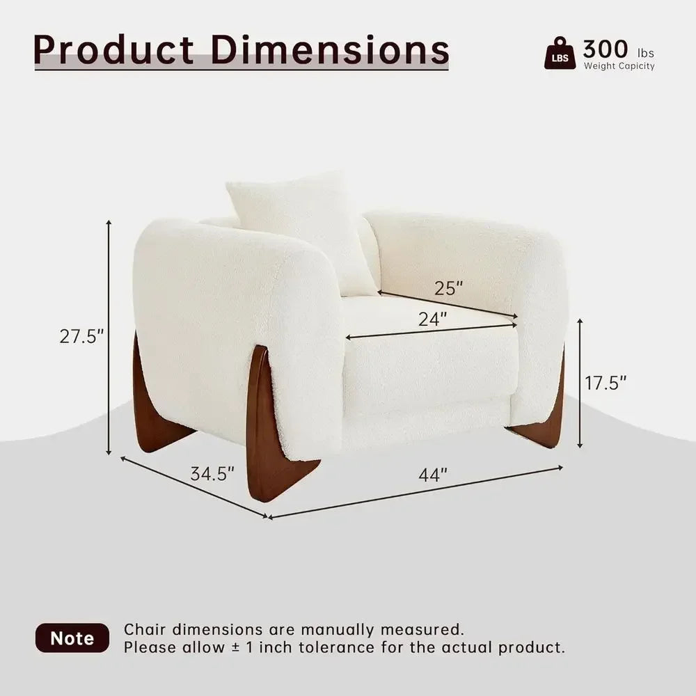 Upholstered Sofa Chair with Wooden Legs, Deep Seat, Pet-Friendly, Beige Accent Chair for Living Room or Bedroom Reading