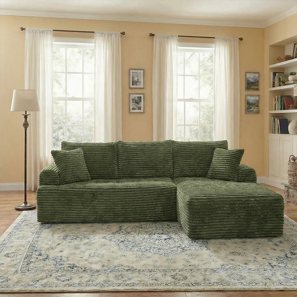 95'L L-shaped Modular Sofa - Modern Living Room Design - Comfortable - No Assembly Required - Popular Non-Rigid Combination Sofa