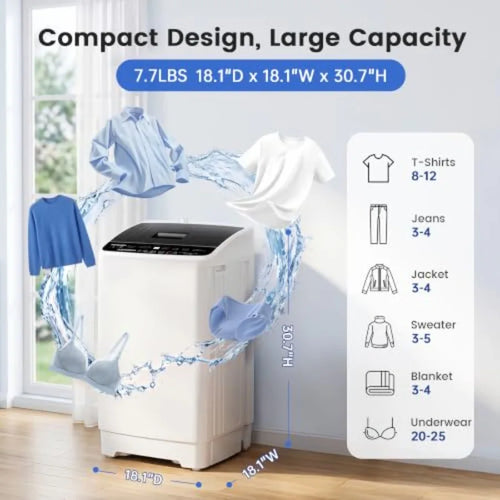 1.08 Cu.Ft Portable Washing Machine for Apartments, White