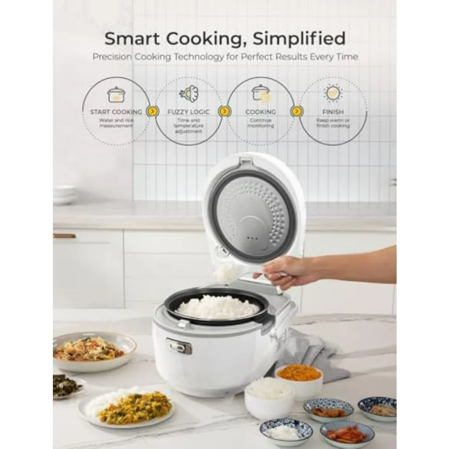 Micom Rice Cooker 8-Cup Uncooked / 16-Cup Cooked with Nonstick Inner Pot, Large Rice Maker with 9 Menu Options, Fuzzy Logic Technology, Auto Clean Mode, LCD Display
