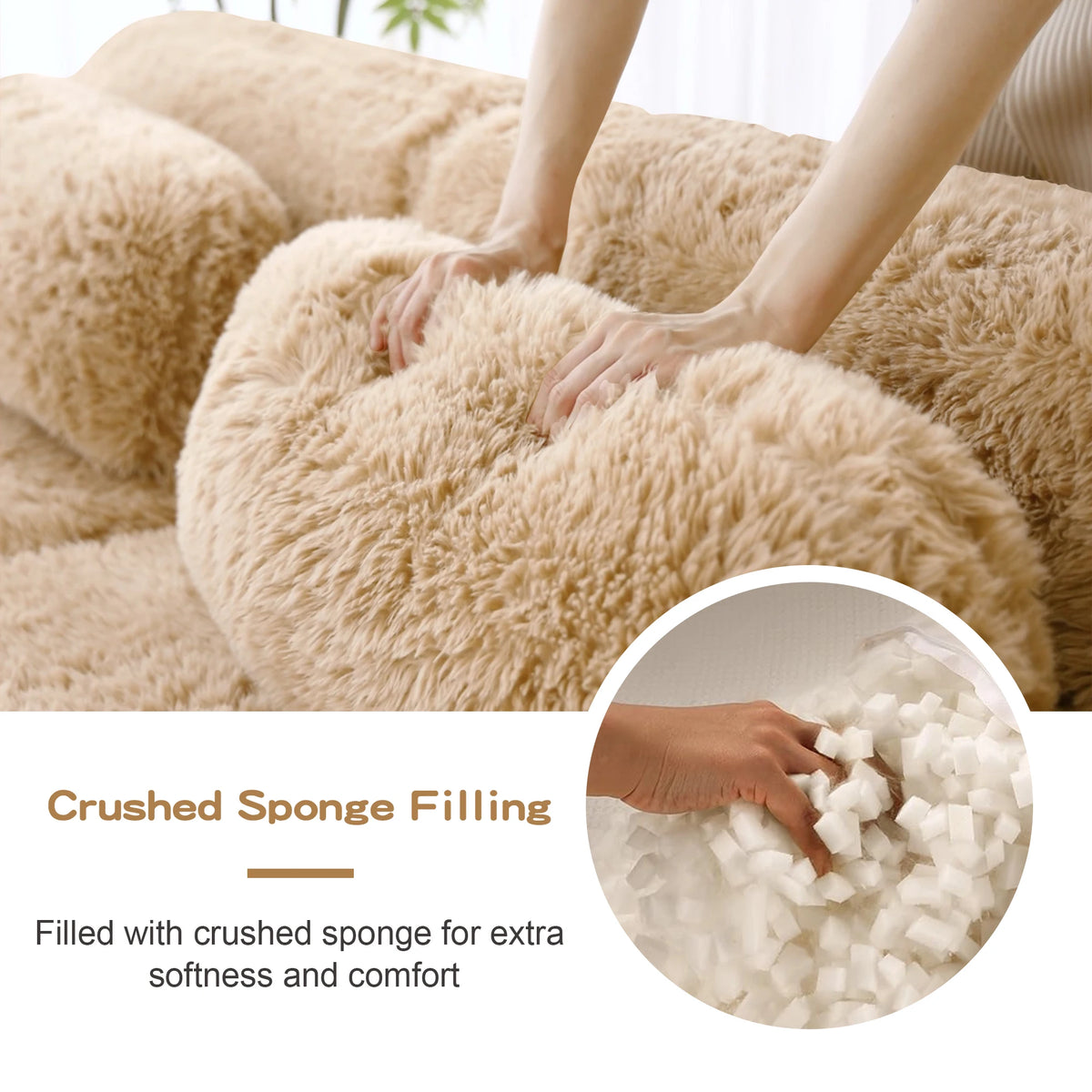 114'' Modular Sectional Sofa Couches With Throw Pillows,Full-compression Vacuum Packaging Buckle Connection For Home