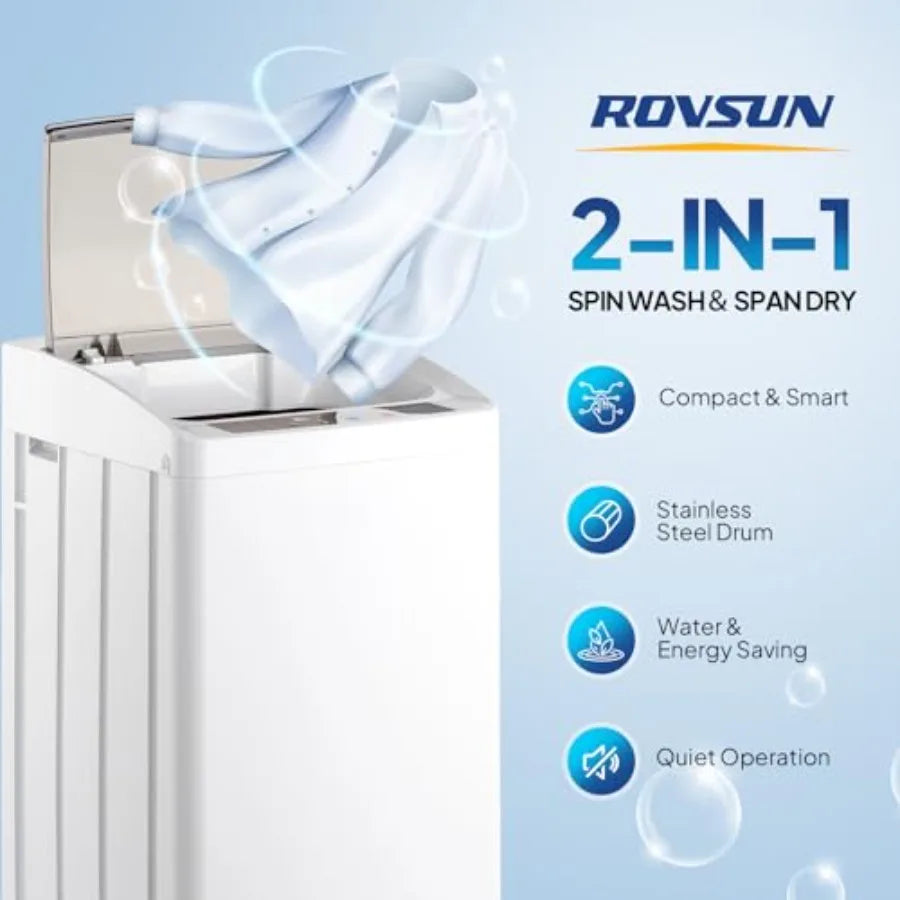 17.8LBS Full Automatic Washing Machine and 1.5CuFt Portable Clothes Dryer Set, Compact Laundry Washer and Dryer Combo Set with