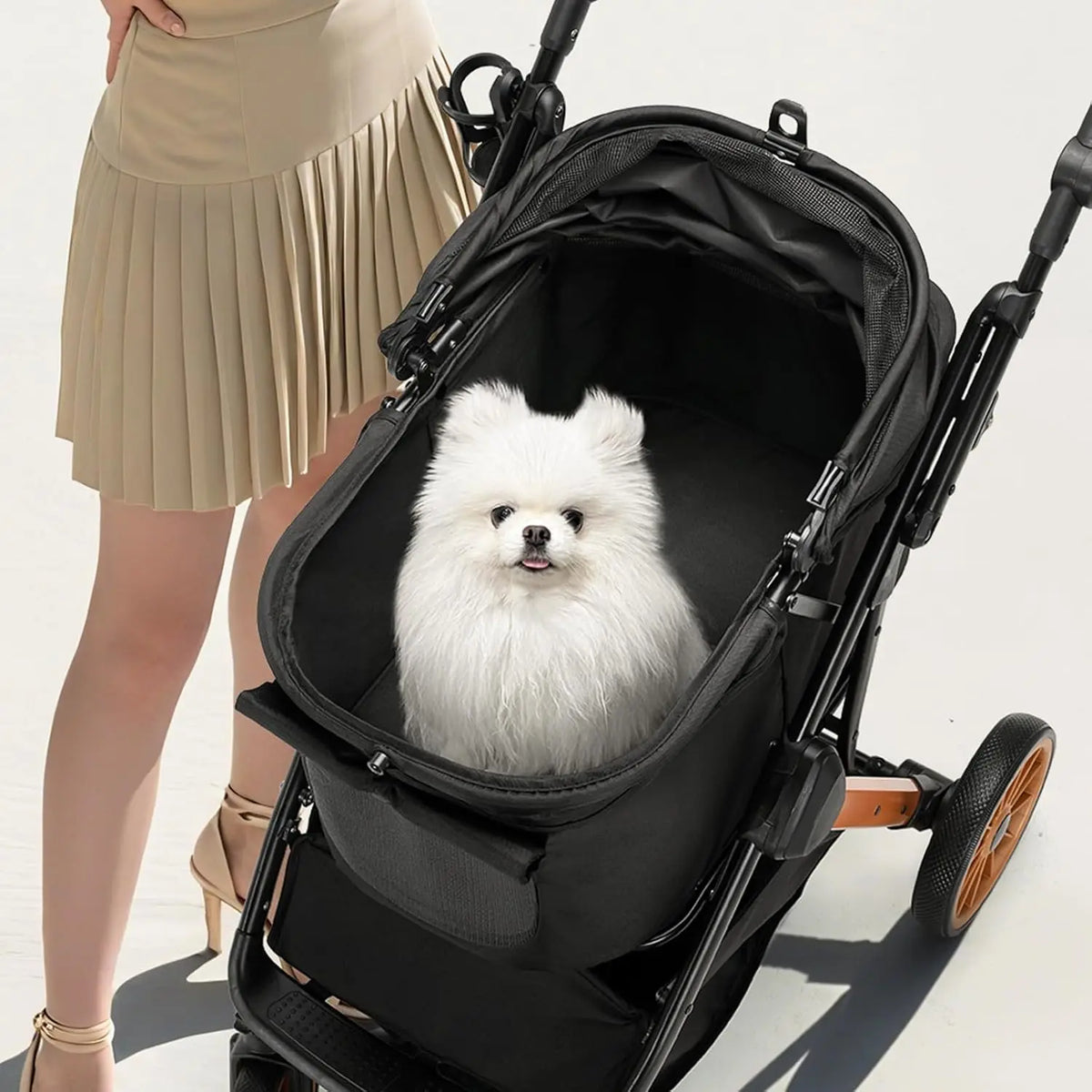 Foldable Dog Stroller for Medium Small Dogs Cats Up to 55 Lbs(25kg), Aluminum,Carbon Steel Frame Pet Stroller, Height-Adjustable