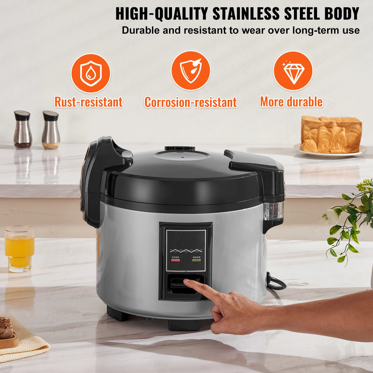 SucceBuy Commercial Rice Cooker 60/70 Cup Capacity Rice Cooker 13/15 L with Nonstick Inner Pot Fast Cooking with Rice Cup Paddle