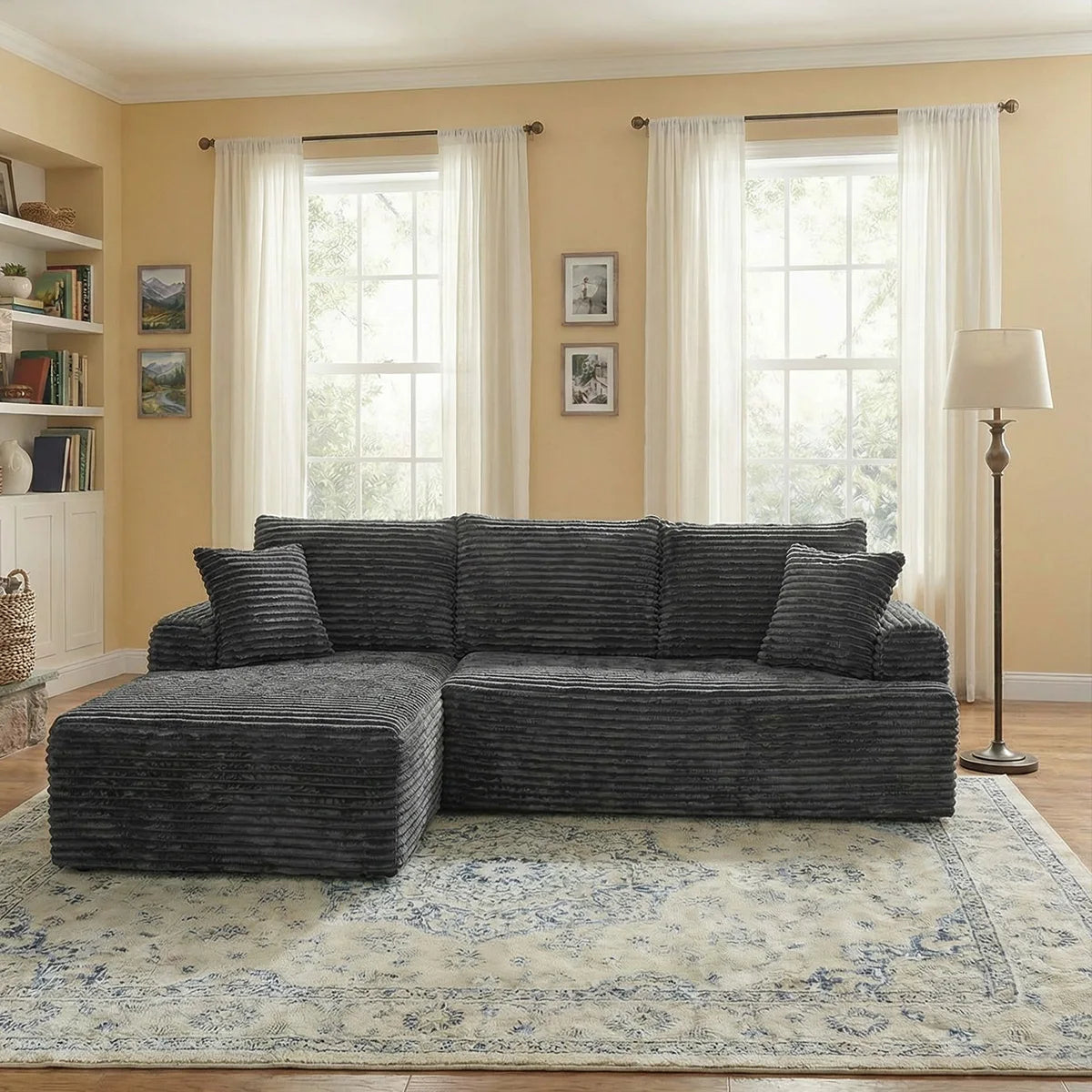 95'L L-shaped Modular Sofa - Modern Living Room Design - Comfortable - No Assembly Required - Popular Non-Rigid Combination Sofa
