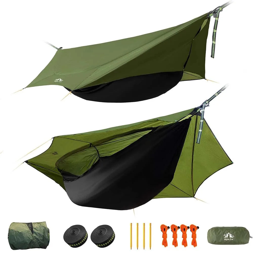 Night Cat All-in-One Camping Hammock Tent | Waterproof Bug Net Hammock for Hiking Backpacking