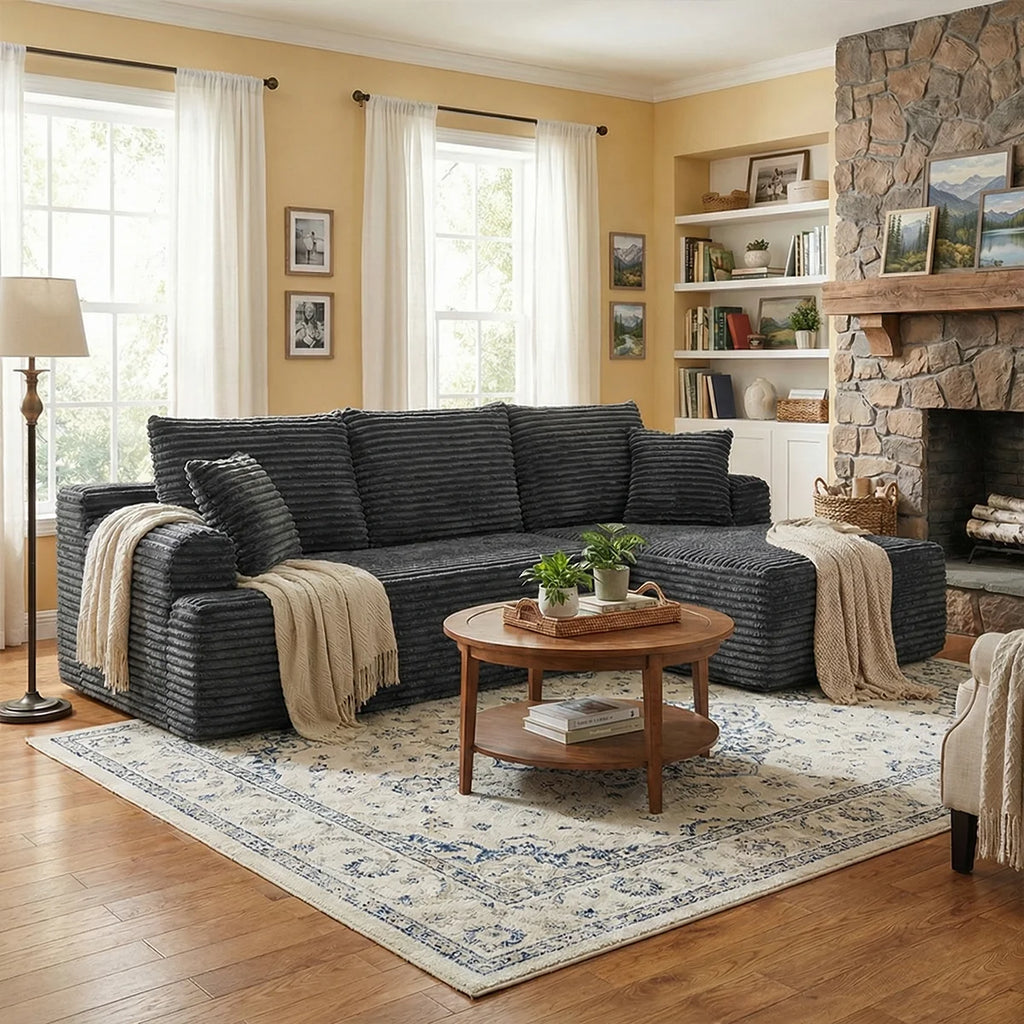 95'L L-shaped Modular Sofa - Modern Living Room Design - Comfortable - No Assembly Required - Popular Non-Rigid Combination Sofa