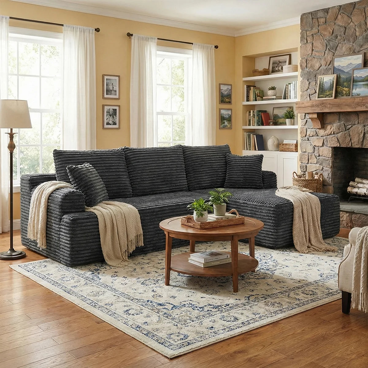 95'L L-shaped Modular Sofa - Modern Living Room Design - Comfortable - No Assembly Required - Popular Non-Rigid Combination Sofa