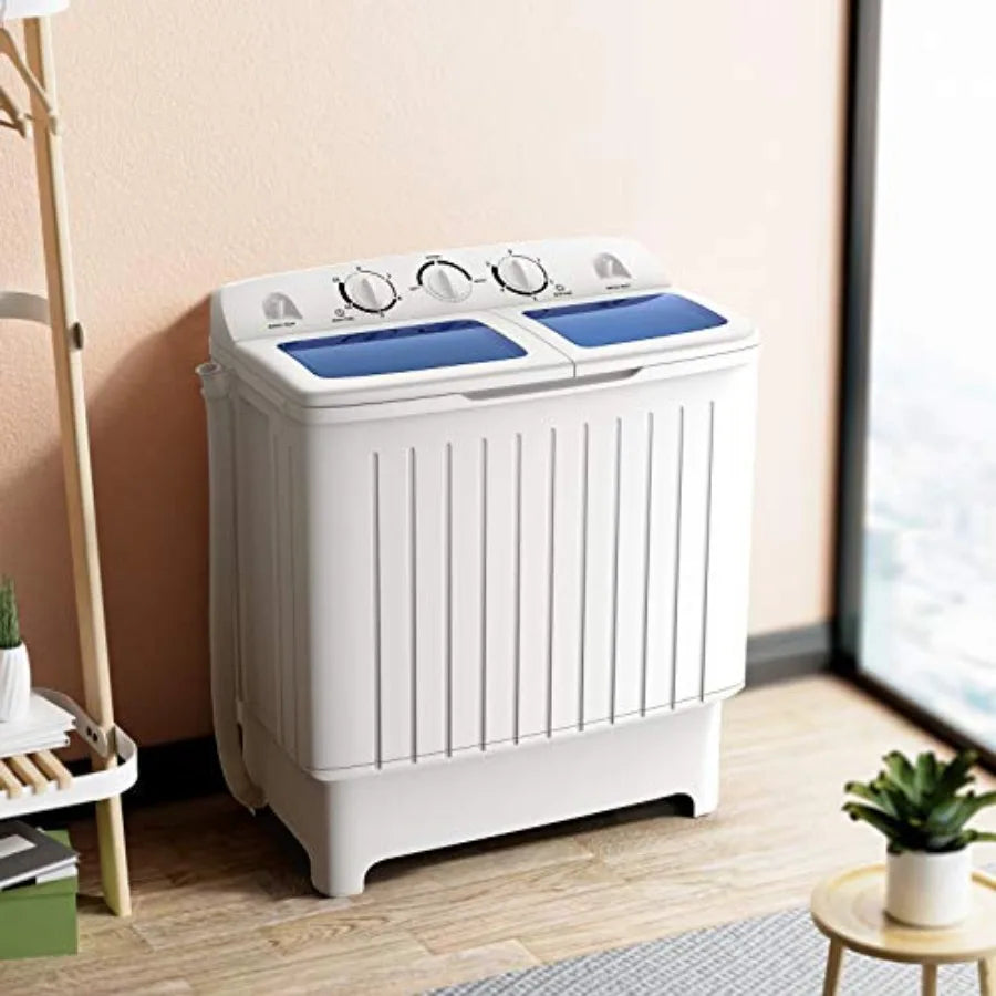 Portable Washing Machine, 20lbs Capacity, Twin Tub 2lbs Washer and 8lbs Spinner Combo, Compact for Apartment RV Dorms, Blue and