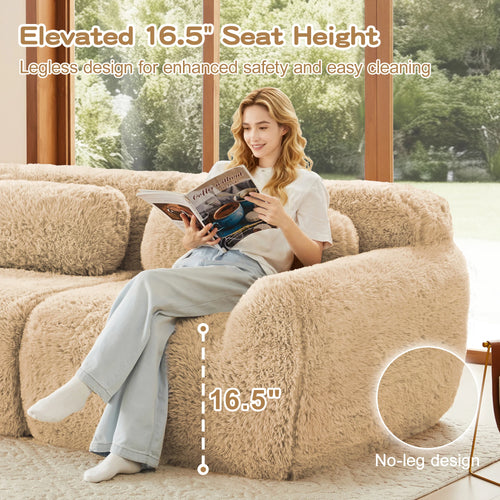 114'' Modular Sectional Sofa Couches With Throw Pillows,Full-compression Vacuum Packaging Buckle Connection For Home