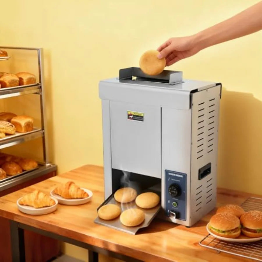 Commercial Vertical 2000W Electric Hamburger Bun Toaster with Adjustable Temperature and Thickness for Fast Food Restaurant Bak